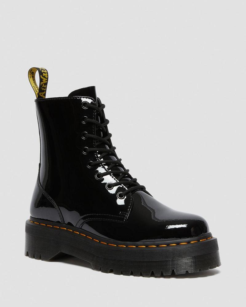 Dr Martens Jadon Lak Leren Platform Laarzen Heren Zwart | NL 255KOR